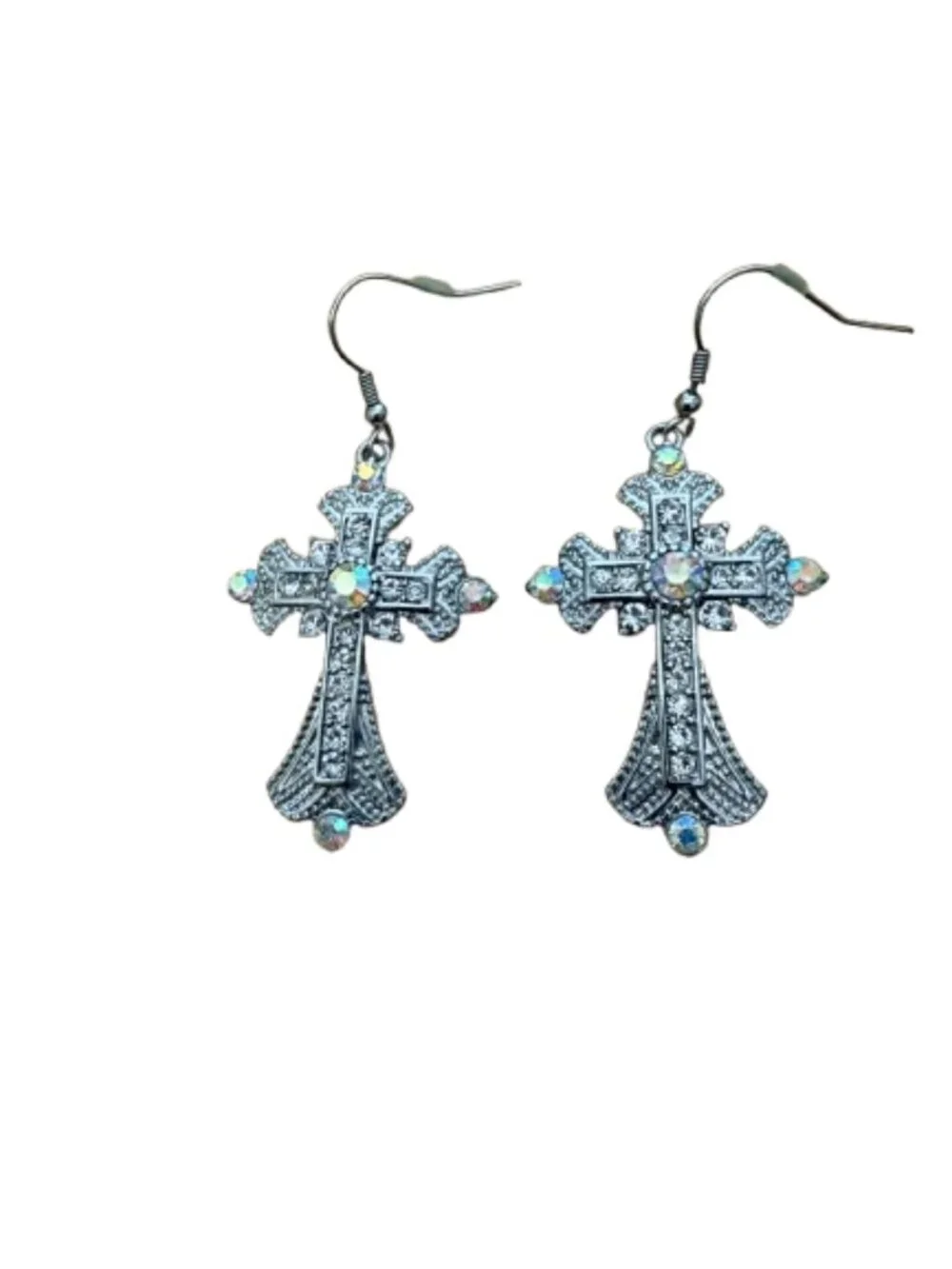 Ornate Cross drop earrings - Picture 2 of 5